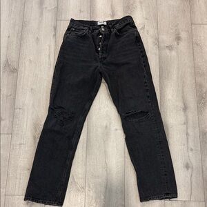Agolde 90s Pinch Distressed  Black Straight Jeans